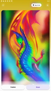 ein Bild eines bunten Drachen auf einem Handy digitales Gemaelde von Quetzalcoatl als Tarotkarte Drachenkunst Oelgemaelde des Drachen Phoenixdrache Quetzalcoatl bunter muskuloeser El
